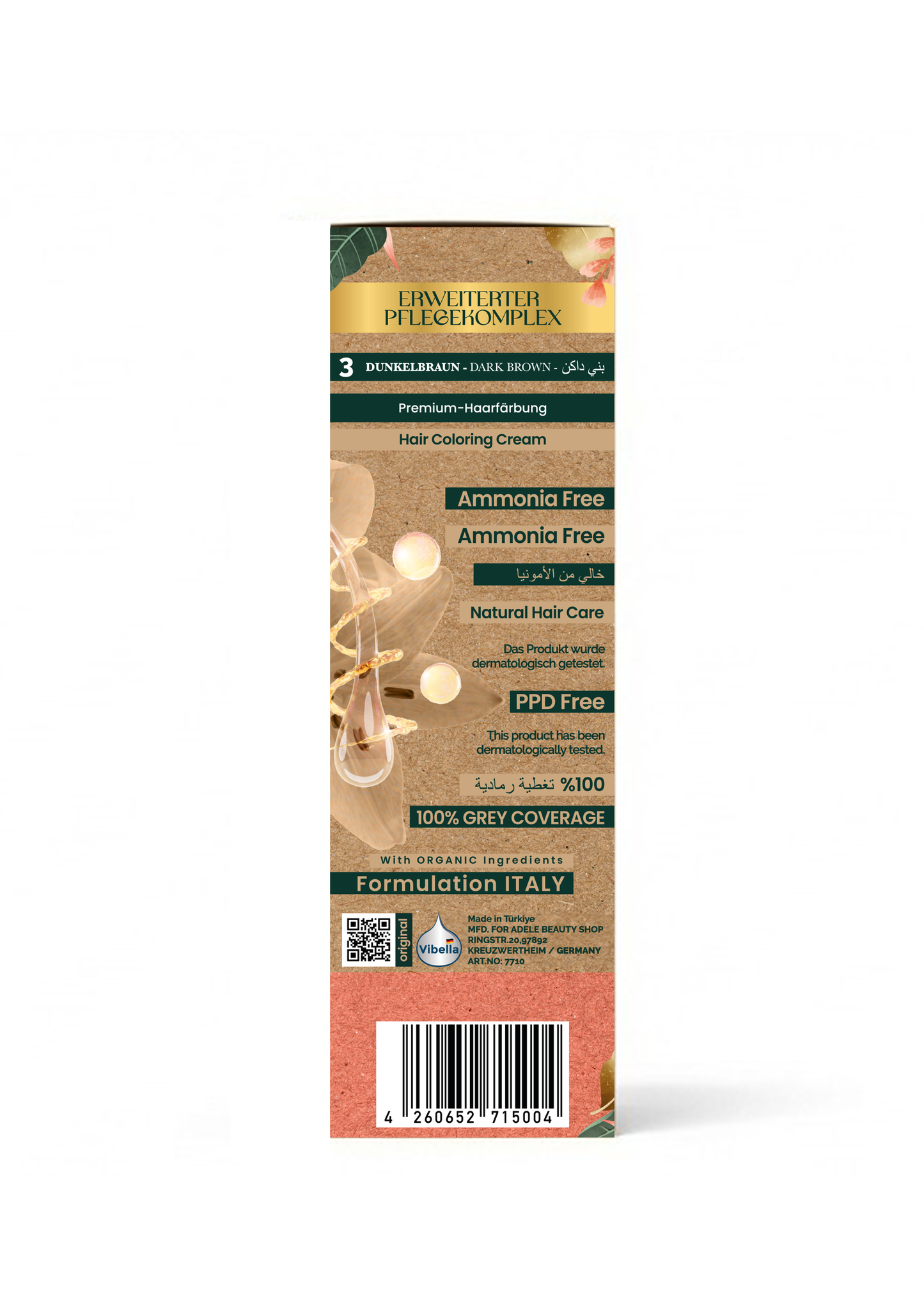 Vibella Ammonia-Free Hair Coloring Cream No. 3 Dark Brown – Premium Hair Color