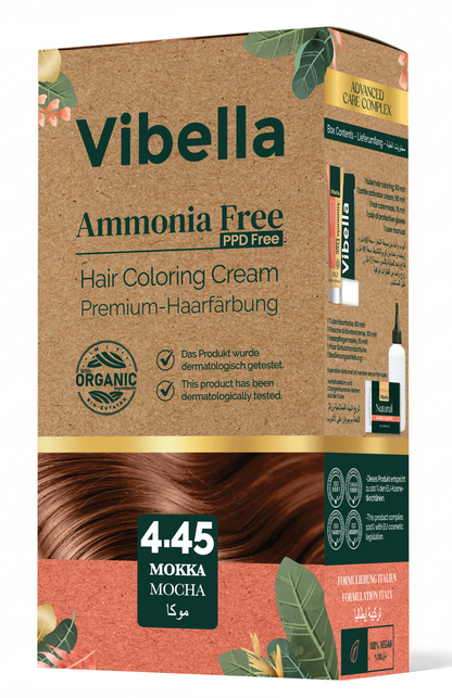 Vibella Ammonia-Free Hair Coloring Cream No. 4.45 Mocha – Premium Hair Color