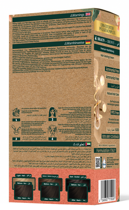 Vibella Ammonia-Free Hair Coloring Cream No. 4 Brown – Premium Hair Color
