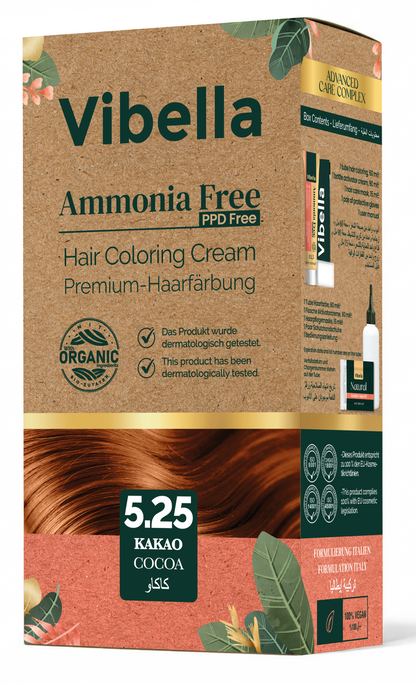 Vibella Ammoniakfreie Haarfärbecreme Nr. 5,25 Kakao – Premium-Haarfarbe
