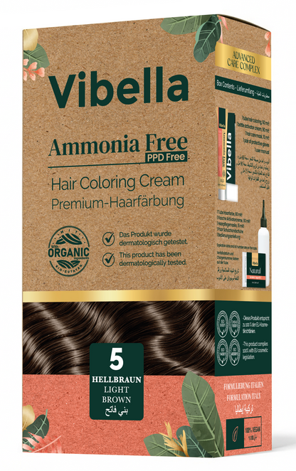 Vibella Ammoniakfreie Haarfärbecreme Nr. 5 Hellbraun – Premium-Haarfarbe