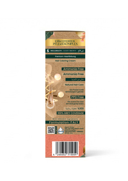 Vibella Ammoniakfreie Haarfärbecreme Nr. 5 Hellbraun – Premium-Haarfarbe
