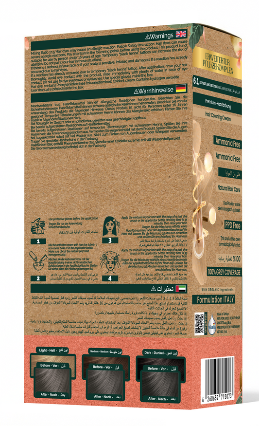 Vibella Ammonia-Free Hair Coloring Cream No. 6.1 Dark Ash Blonde – Premium Hair Color