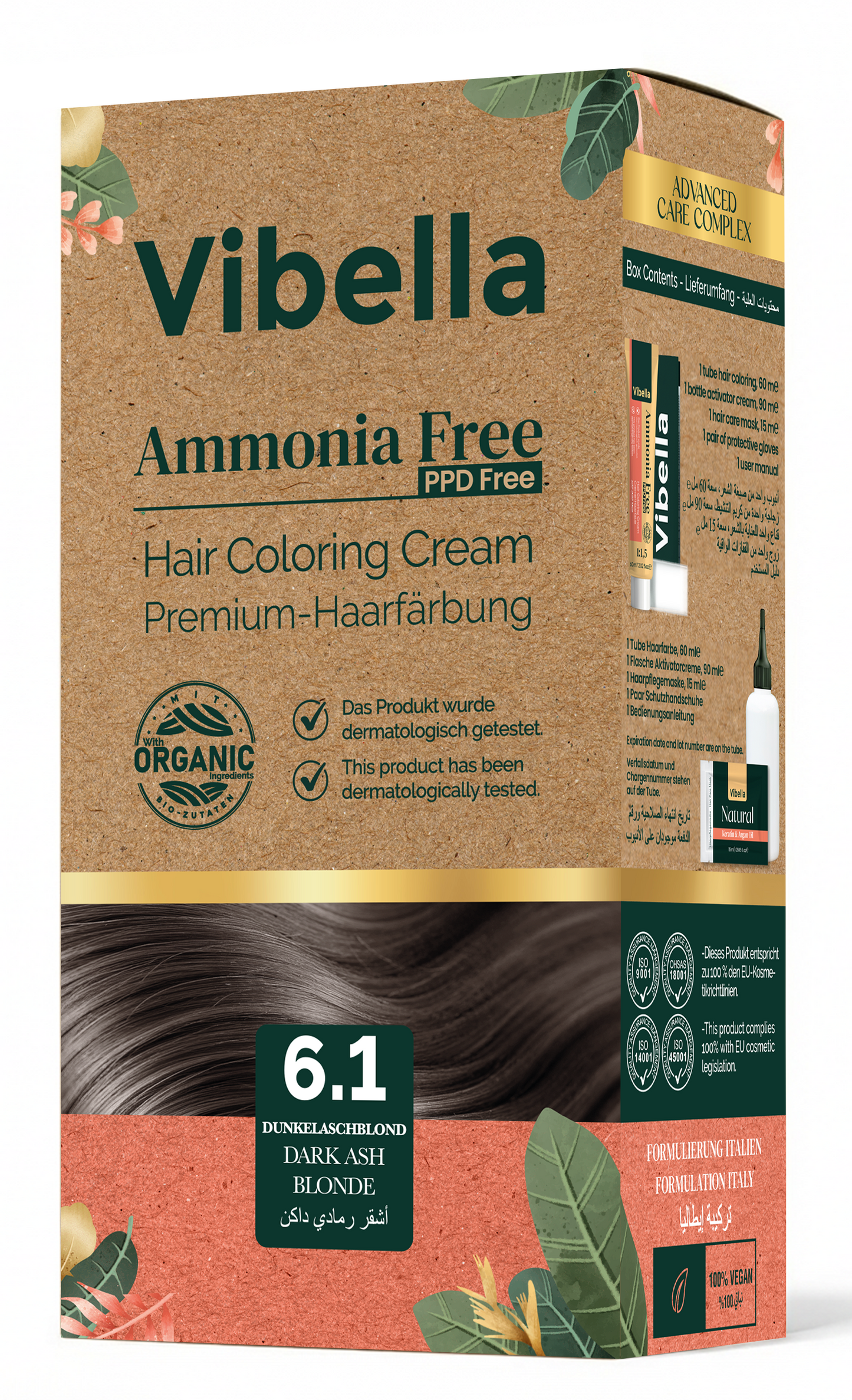 Vibella Ammoniakfreie Haarfärbecreme Nr. 6,1 Dunkelaschblond – Premium-Haarfarbe
