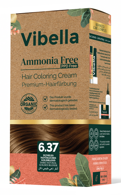 Vibella Ammonia-Free Hair Coloring Cream No. 6.37 Dark Natural Golden Blonde – Premium Hair Color