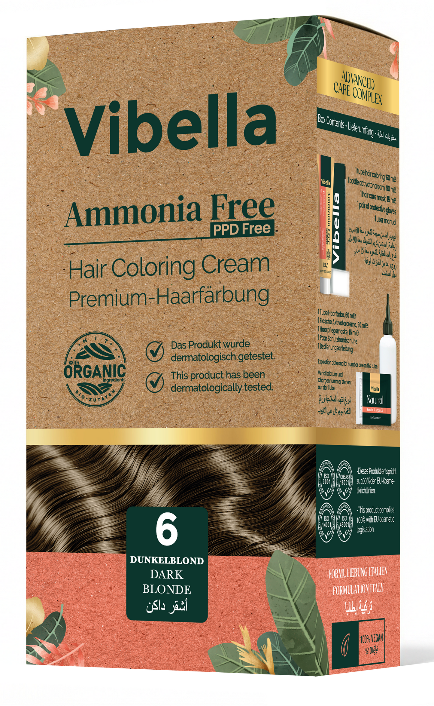 Vibella Ammoniakfreie Haarfärbecreme Nr. 6 Dunkelblond – Premium-Haarfarbe