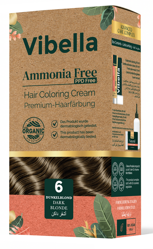 Vibella Ammonia-Free Hair Coloring Cream No. 6 Dark Blonde – Premium Hair Color