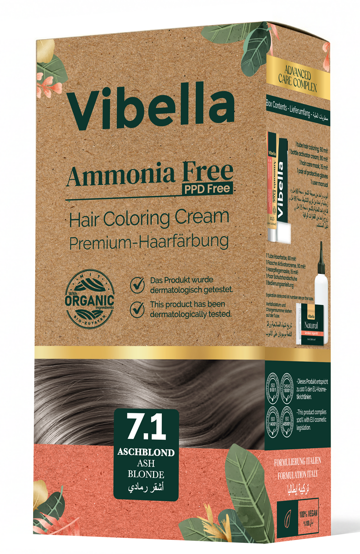 Vibella Ammoniakfreie Haarfärbecreme Nr. 7,1 Aschblond – Premium-Haarfarbe
