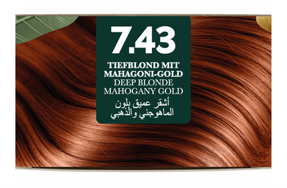 Vibella Ammoniakfreie Haarfärbecreme Nr. 7,43 Tiefblond mit Mahagoni-Gold – Premium-Haarfarbe