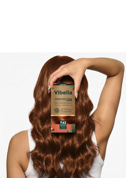 Vibella Ammoniakfreie Haarfärbecreme Nr. 7,43 Tiefblond mit Mahagoni-Gold – Premium-Haarfarbe
