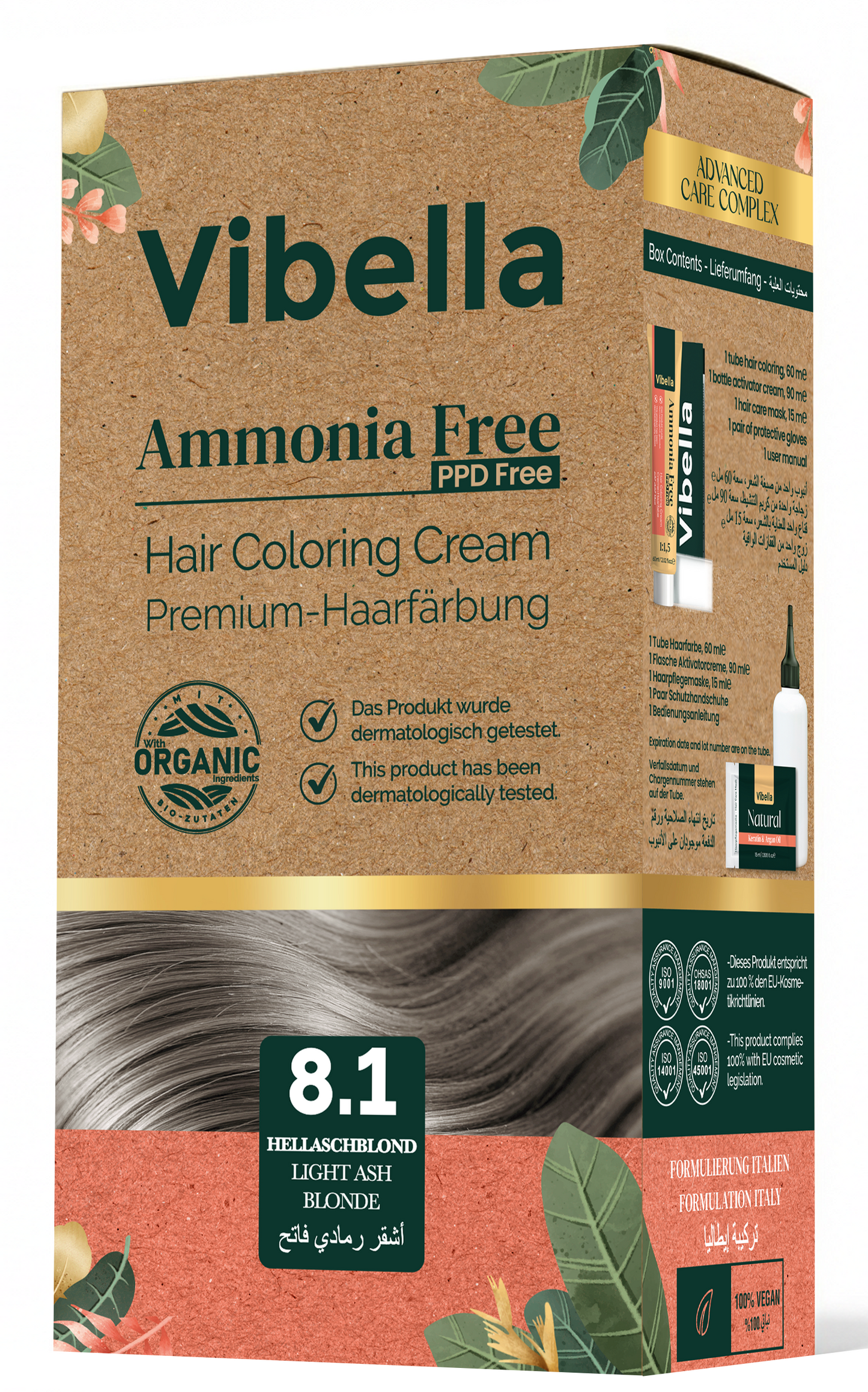 Vibella Ammonia-Free Hair Coloring Cream No. 8.1 Light Ash Blonde – Premium Hair Color