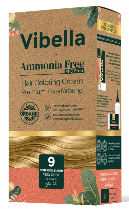 Vibella Ammonia-Free Hair Coloring Cream No. 9 Very Light Blonde – Premium Hair Coloring